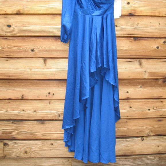 Mac Duggal 49141 Womens Blue HIGH LOW ONE SHOULDER FLOWY GOWN - Picture 9 of 14